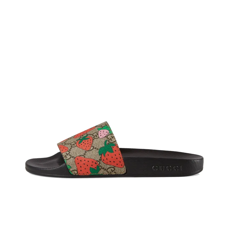 GUCCI GG Supreme Slide Sandals "Strawberry" Women's