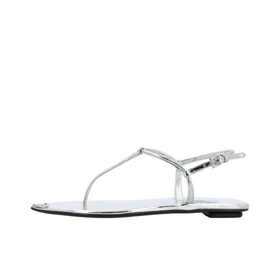 PRADA One Strap Sandals Women's Silver White