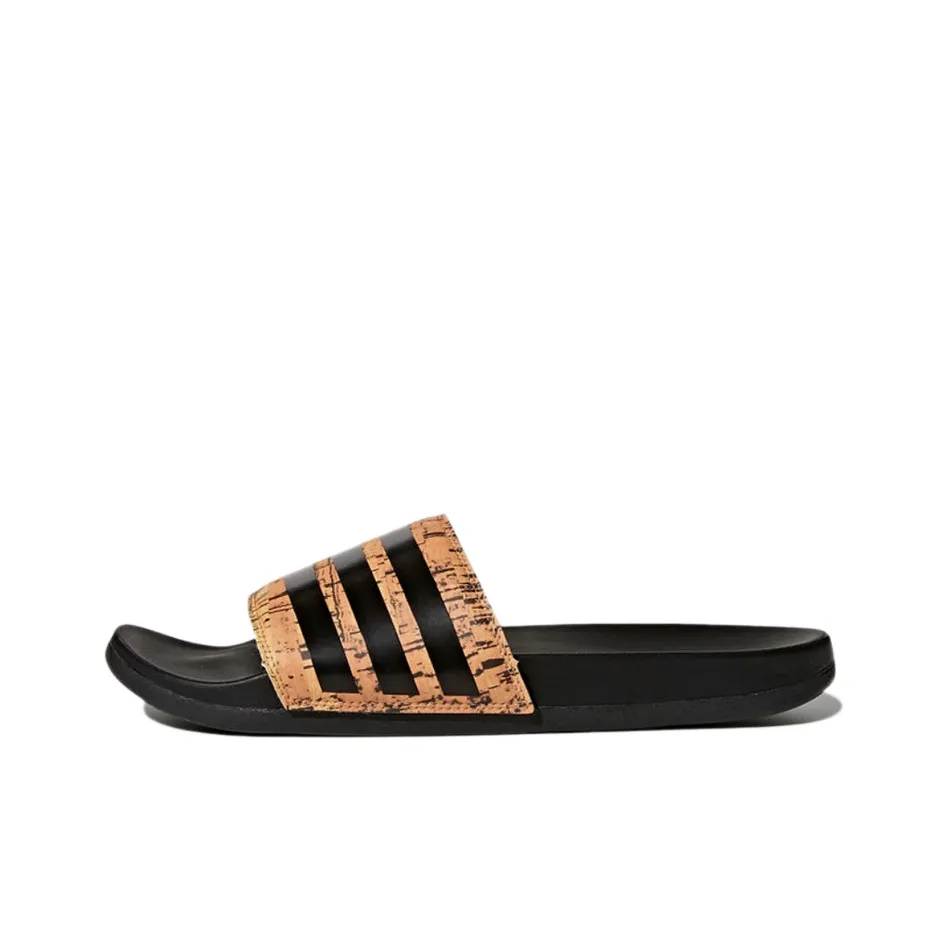 Adidas Adilette Cloudfoam Plus Cork Slippers 'Black Orange'