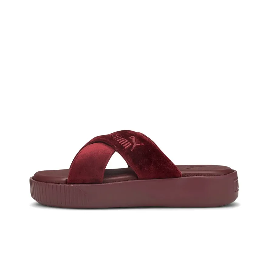 PUMA Platform Velvet Sippers Red Women's