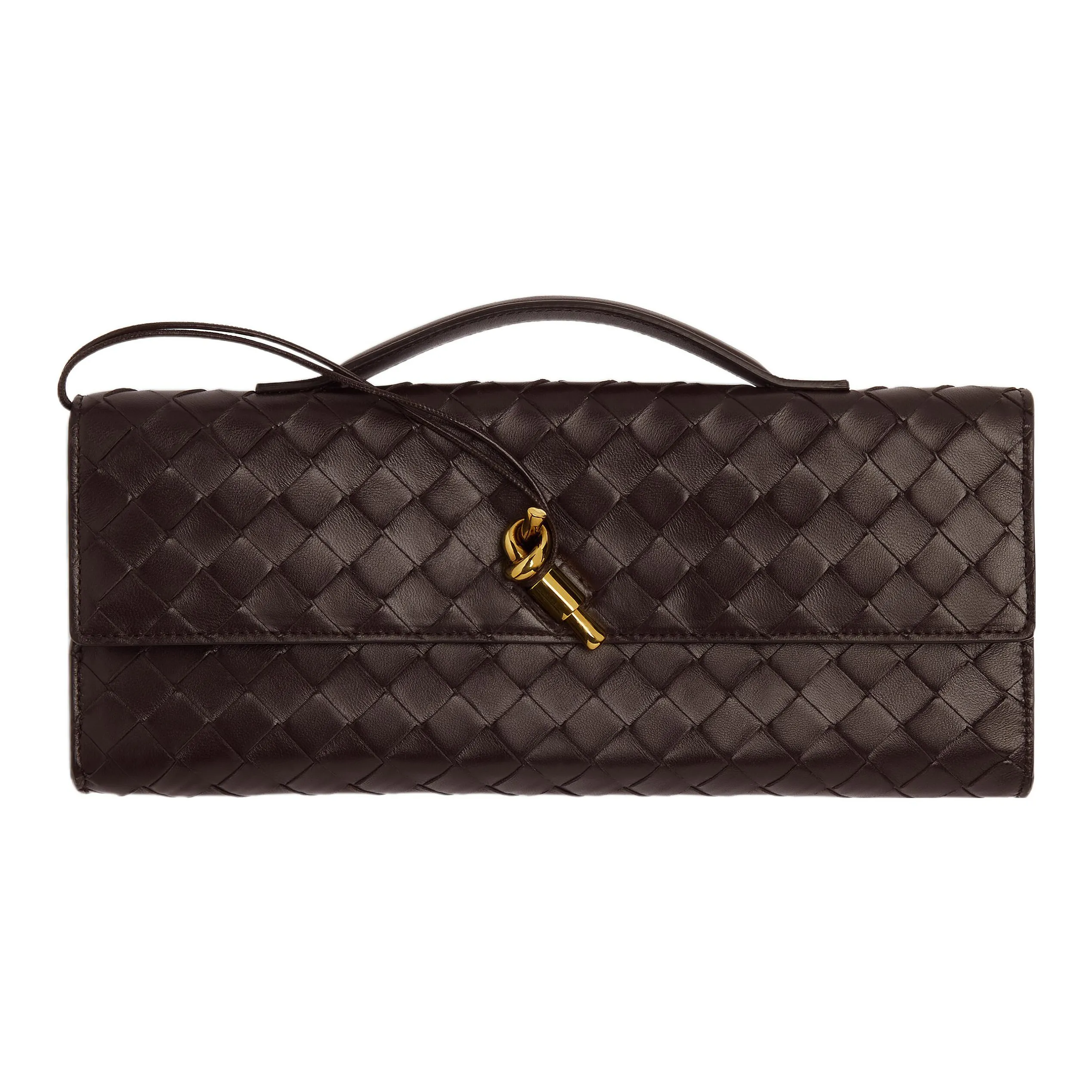 Bottega Veneta Andiamo Series Lambskin Clutch Women
s Dark Brown