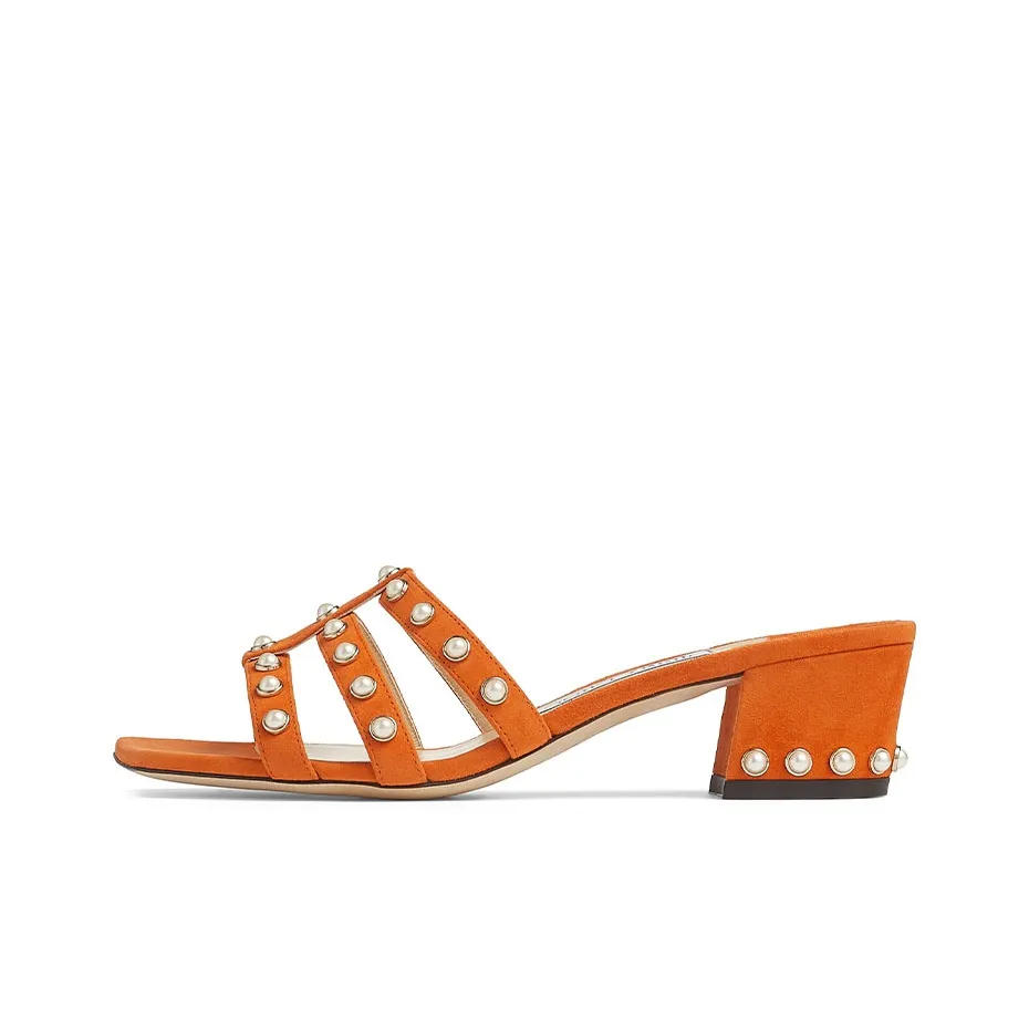 Jimmy Choo Stud Cut Out Abrasion Resistant Slide Slippers Women's Amber Orange