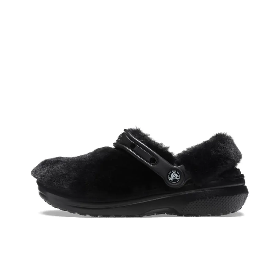 Crocs Classic Fur Sure Slip On Clogs 'Black'