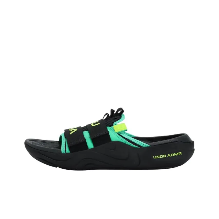Under Armour Alpha EVA Rubber Sole Slip Resistant Abrasion Resistant Casual Slippers Unisex Black Green Yellow