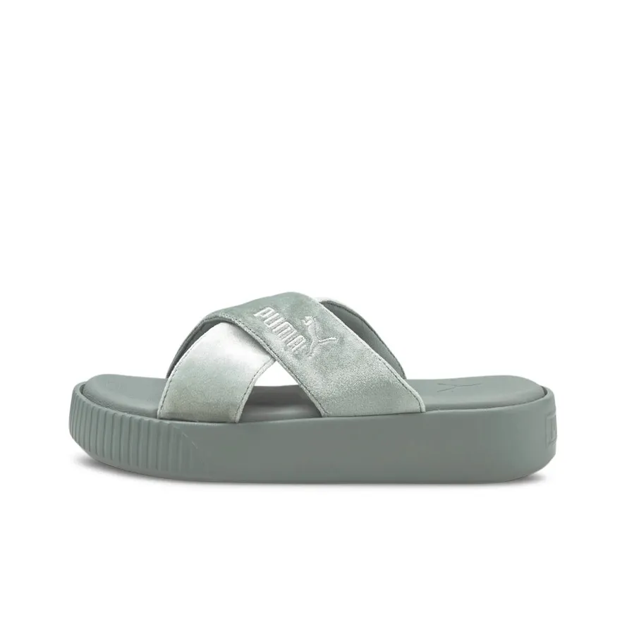 PUMA Platform Rubber Sole Slide Slippers Women's Light Green
