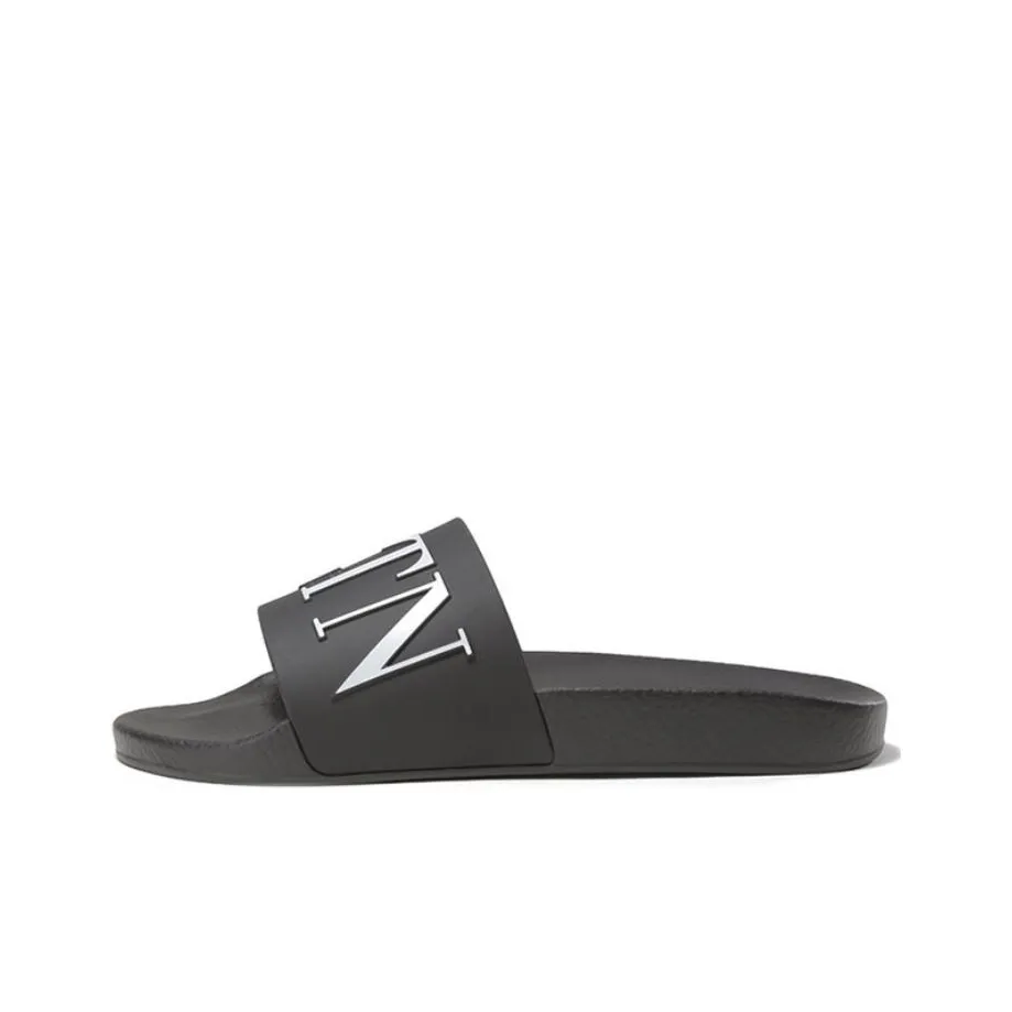 Valentino Vltn Embossed Open Toe Slides