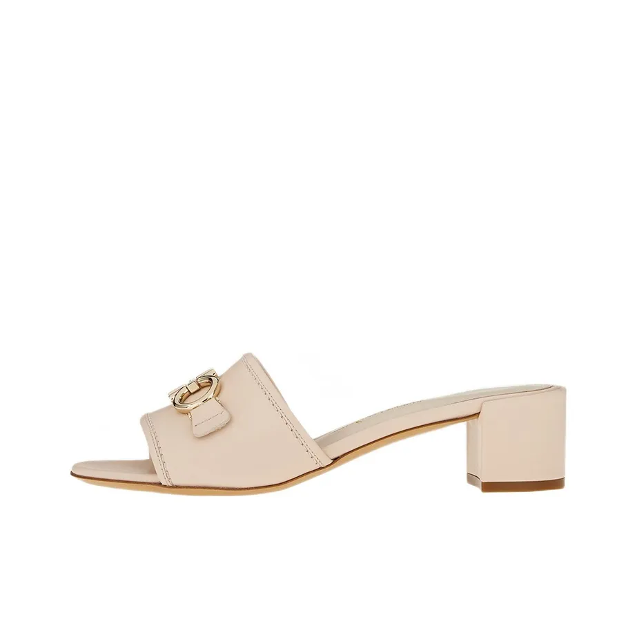 FERRAGAMO GANCINI Slide Slippers Women's White