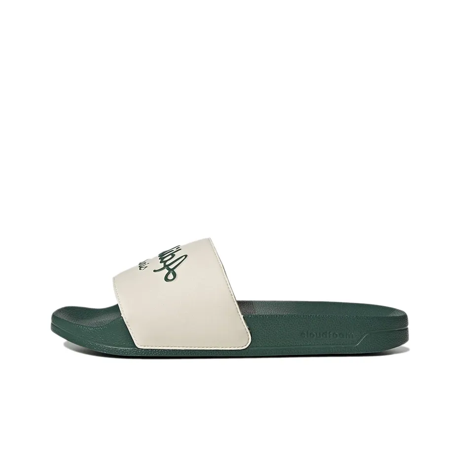 Adidas Adilette Shower Slides Wonder White Collegiate Green
