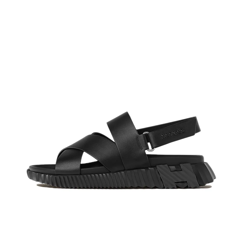 HERMES Electric Strap Sandals Men's Black