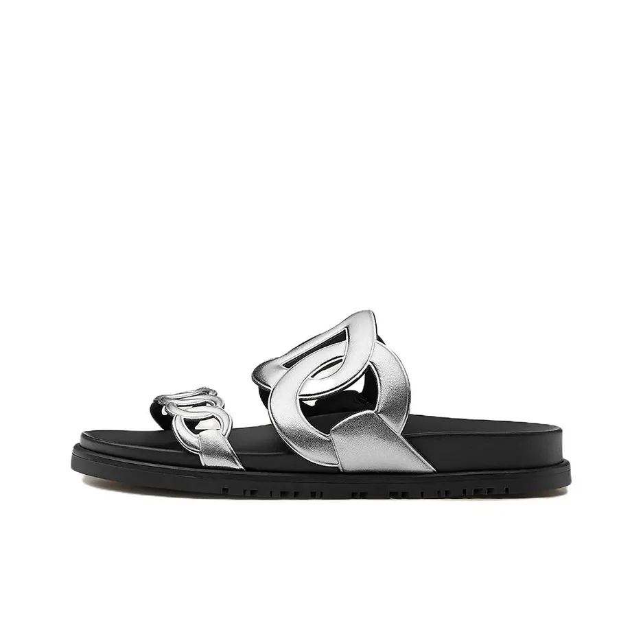 HERMES Extra Stylish Sandal Women's Black Silver