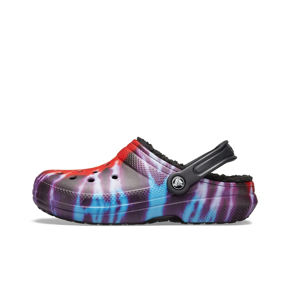 Crocs Classic Tie Dye Stay Warm Cozy Crocs Sports Slippers Unisex Purple Red