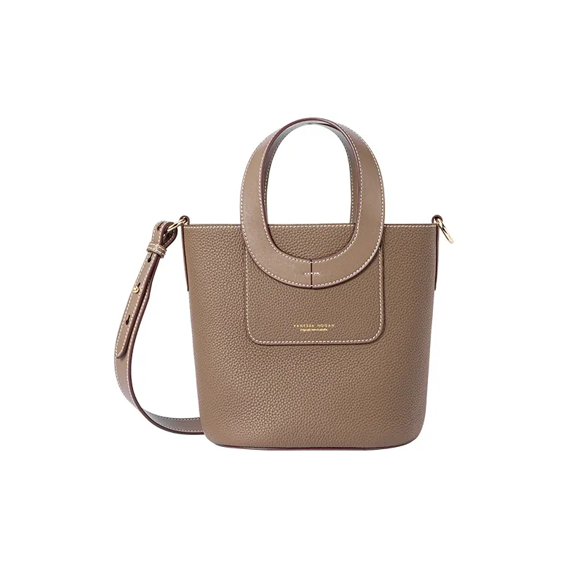 VANESSA HOGAN Кожа Модный Универсальный Текстура Сумка Сумка-ведро Женская Слон GREY Абрикос