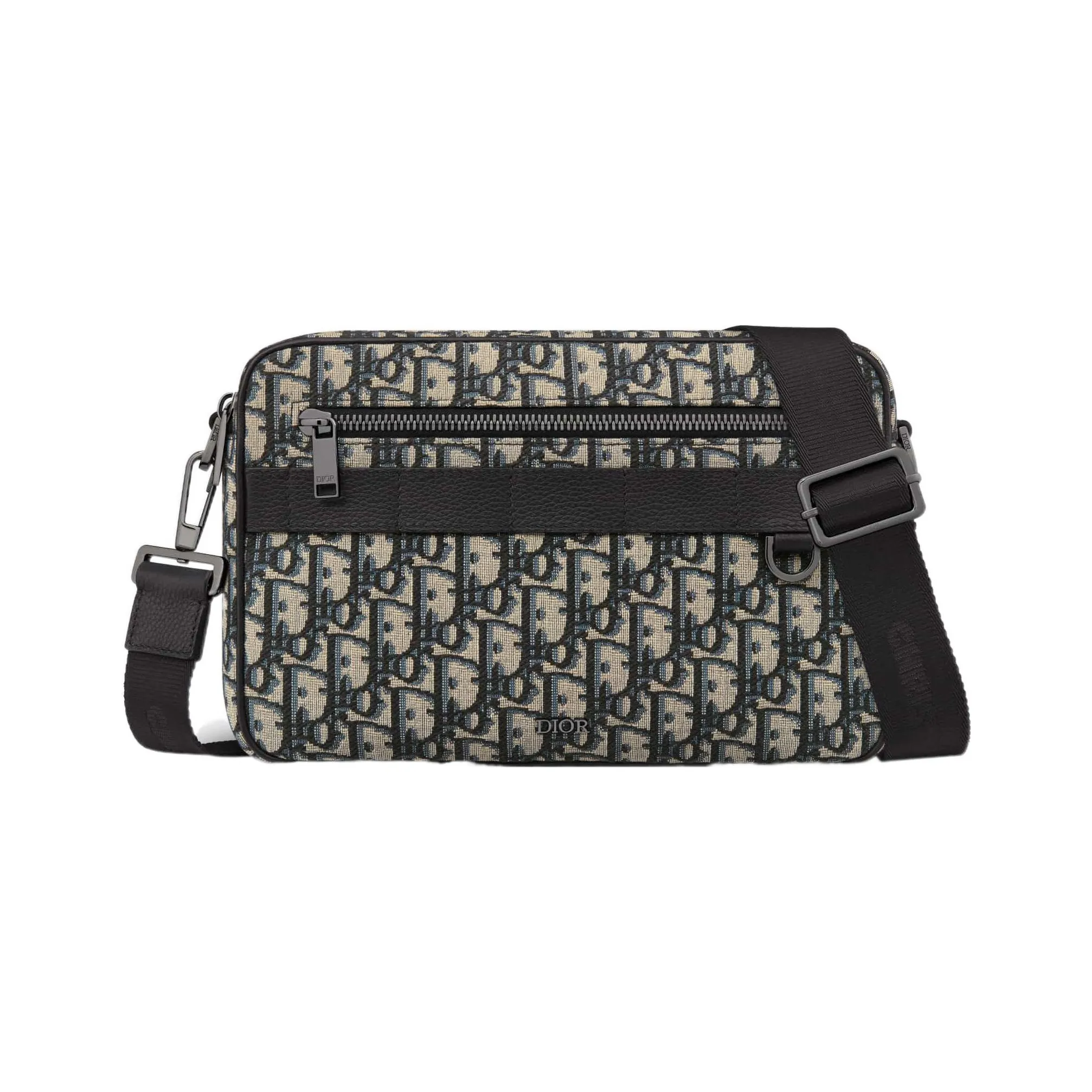 DIOR Oblique Print Grain Cow Leather Shoulder Bag, Crossbody Bag Tubas Men's Beige & Black