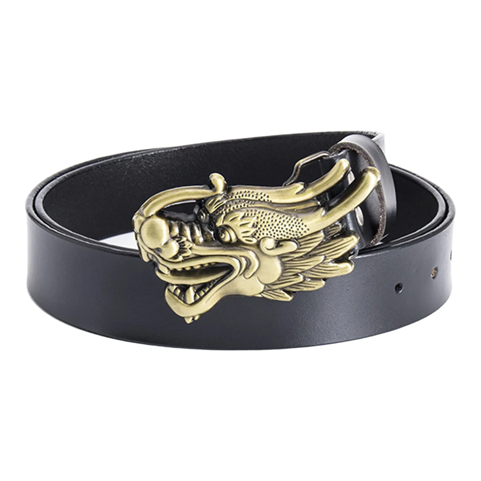 ALIEN BANG Punk Hip-Hop China Dragon Rock Vintage Niche Leather Belts Men's Black Belt/coffee Belt Width: 3.8CM