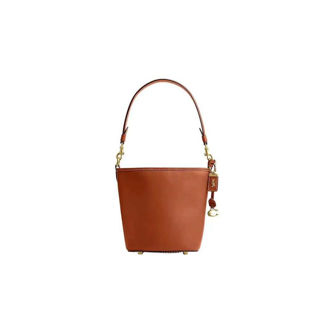 COACH Dakotah Cow Leather Bucket Bag, Handbag, Shoulder Bag, Crossbody Bag Trumpets Women's Brown