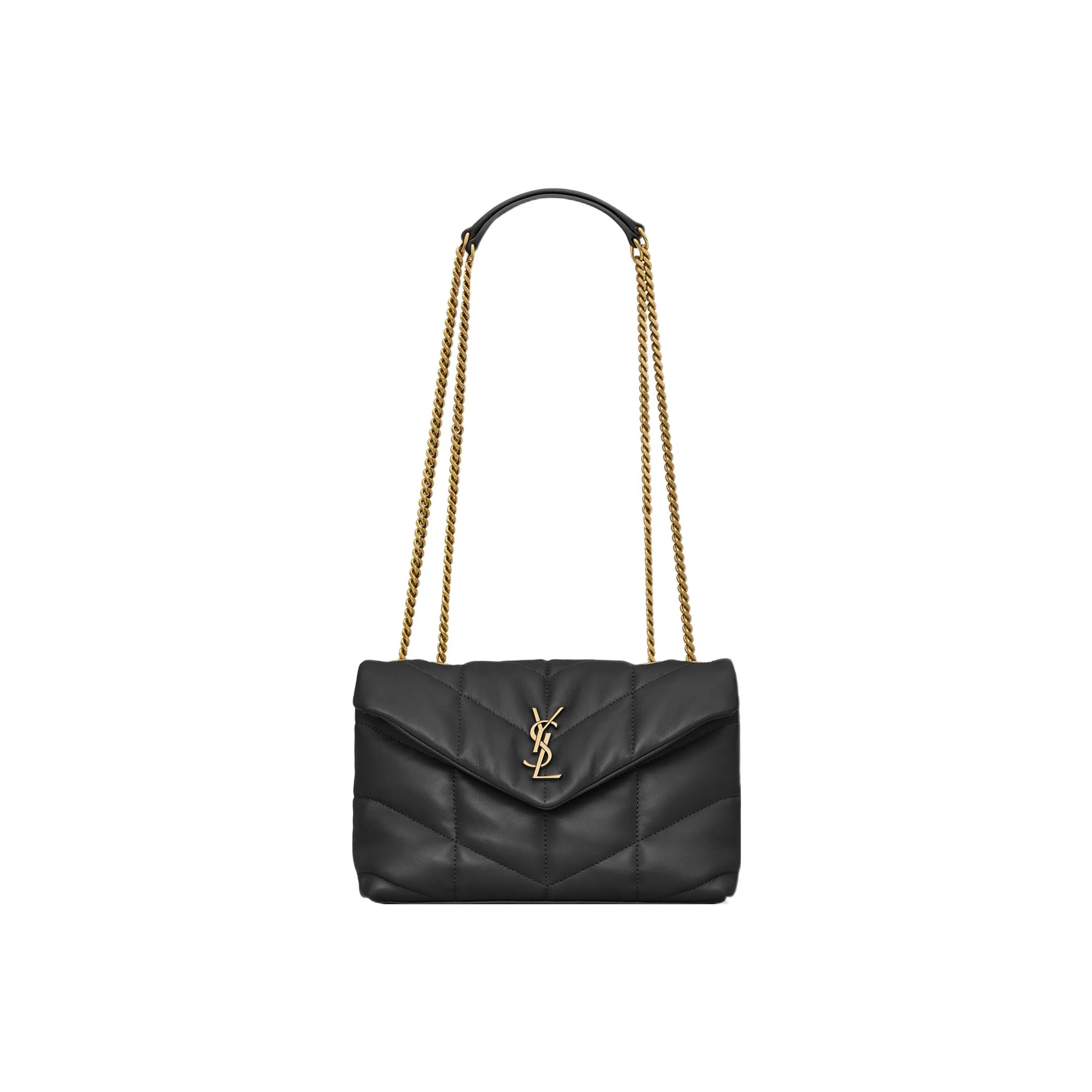 SAINT LAURENT PUFFER Lambskin Portable Crossbody Bag, Shoulder Bag Mini Women's Black