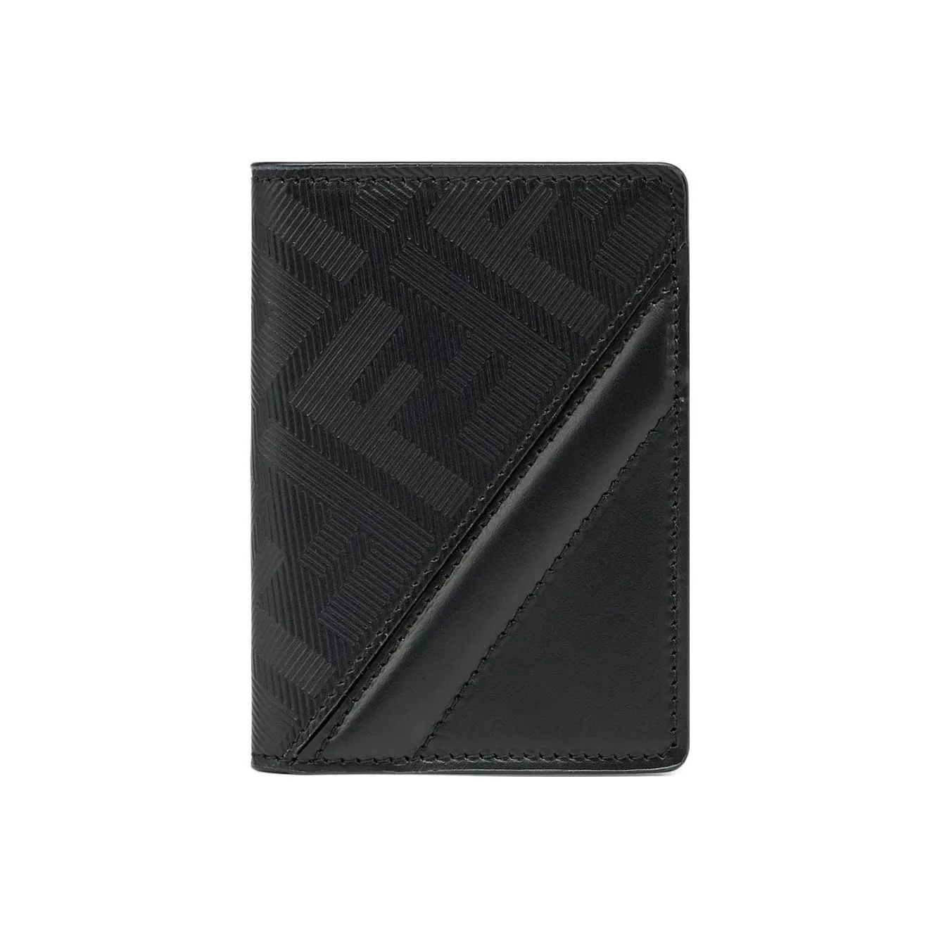 FENDI Leather Card Clip Card Holder Men's Black