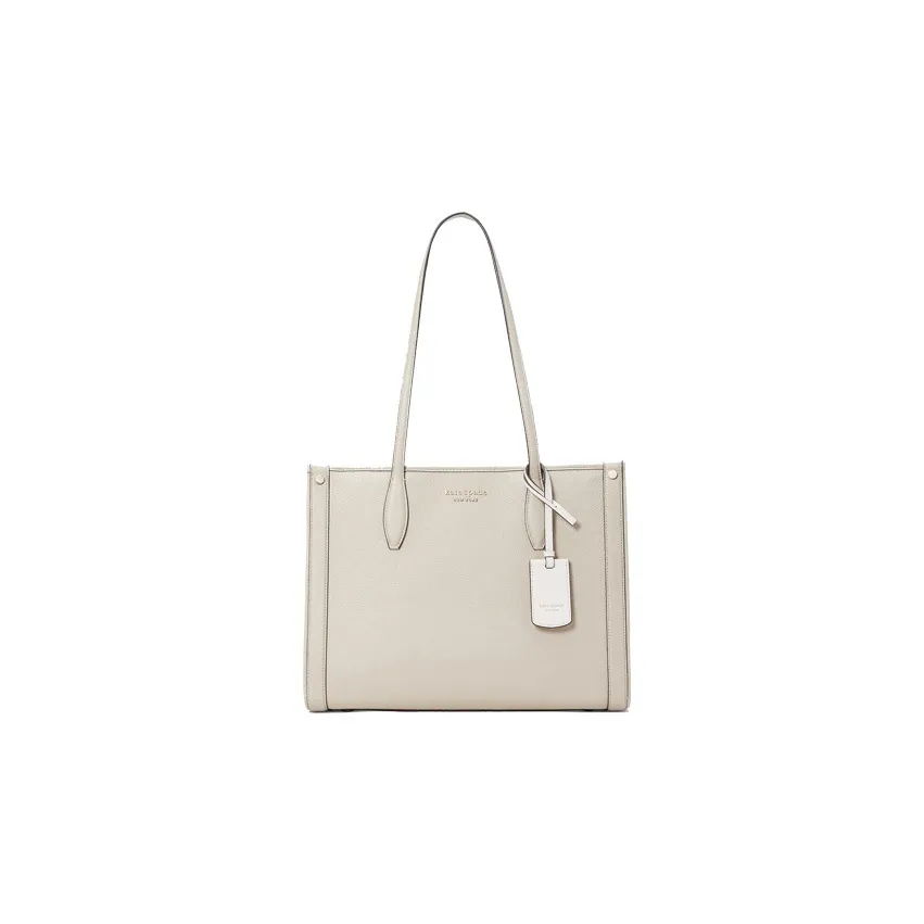 Kate Spade Market Litchi Grain Leather Tote Bag Shopping Bag Shoulder Bag Handbag Medium Size Women's White