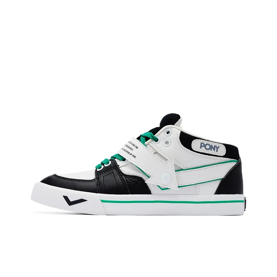 PONY Atop Slip-resistant Abrasion-resistant Low-top Skateboard Shoes Unisex Black White ПОНИ Atop Противоскользящие Устойчивые к истиранию Низкие Кеды для скейтбординга Унисекс Черный Белый