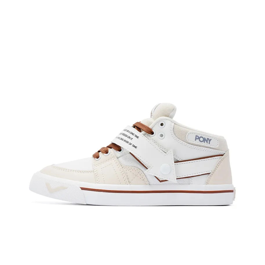 PONY Atop Покрытие Slip-resistant Амортизация Устойчивость к истиранию Низкий топ Скейтборд Кроссовки Unisex Ecru