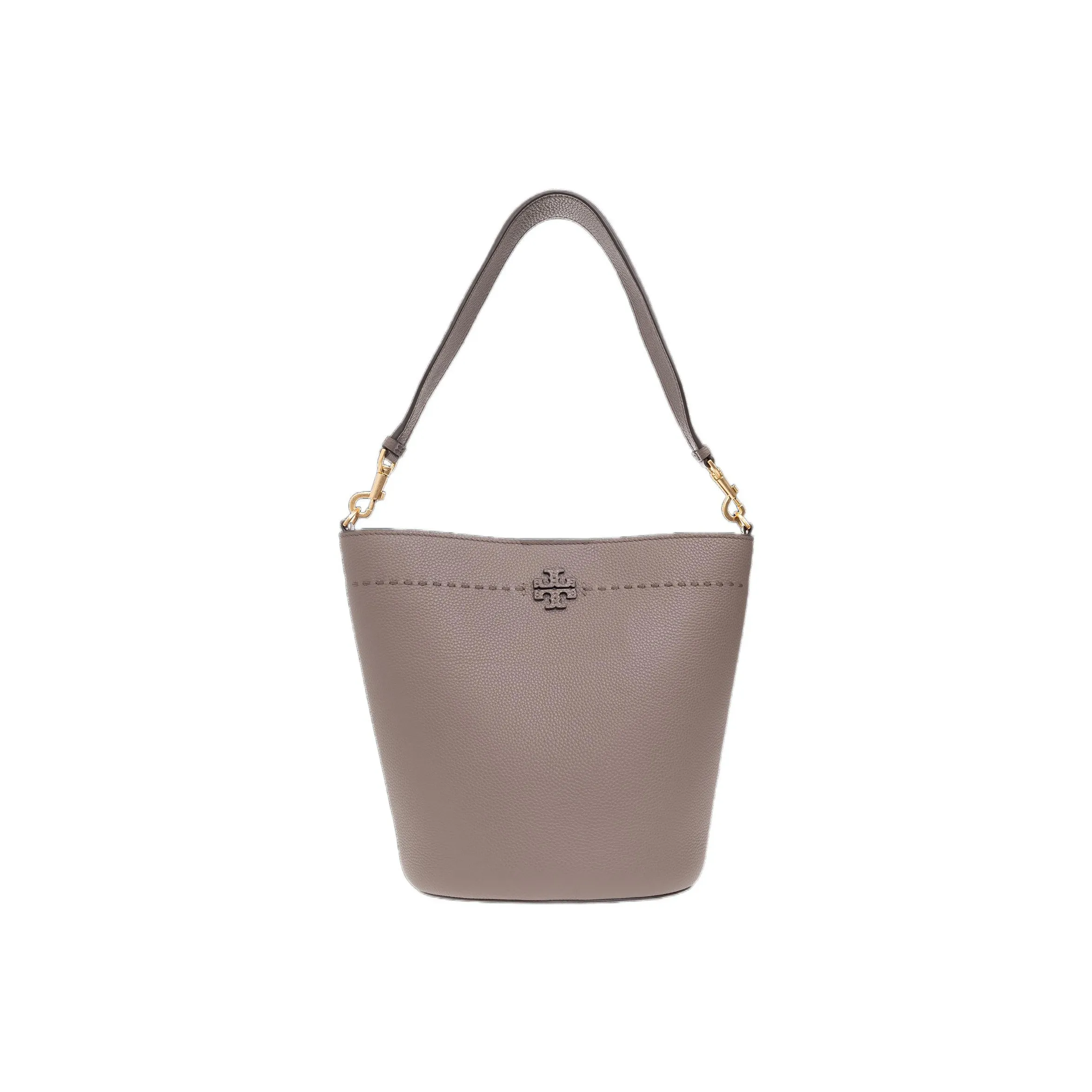 TORY BURCH McGraw Litchi Grain Leather Bucket Bag Portable Crossbody Bag Shoulder Bag Women's Silver Maple