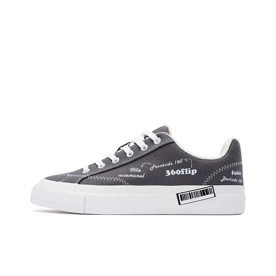 PONY Winner Coverage Slip Resistant Cushioning Abrasion Resistant Low Top Skateboard Shoes Unisex Gray