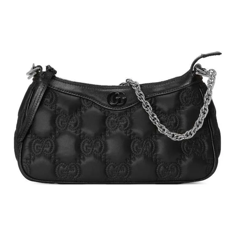GUCCI GG Matelassé Leather Pochette, Shoulder Bag One Shoulder Handbag Women's Black