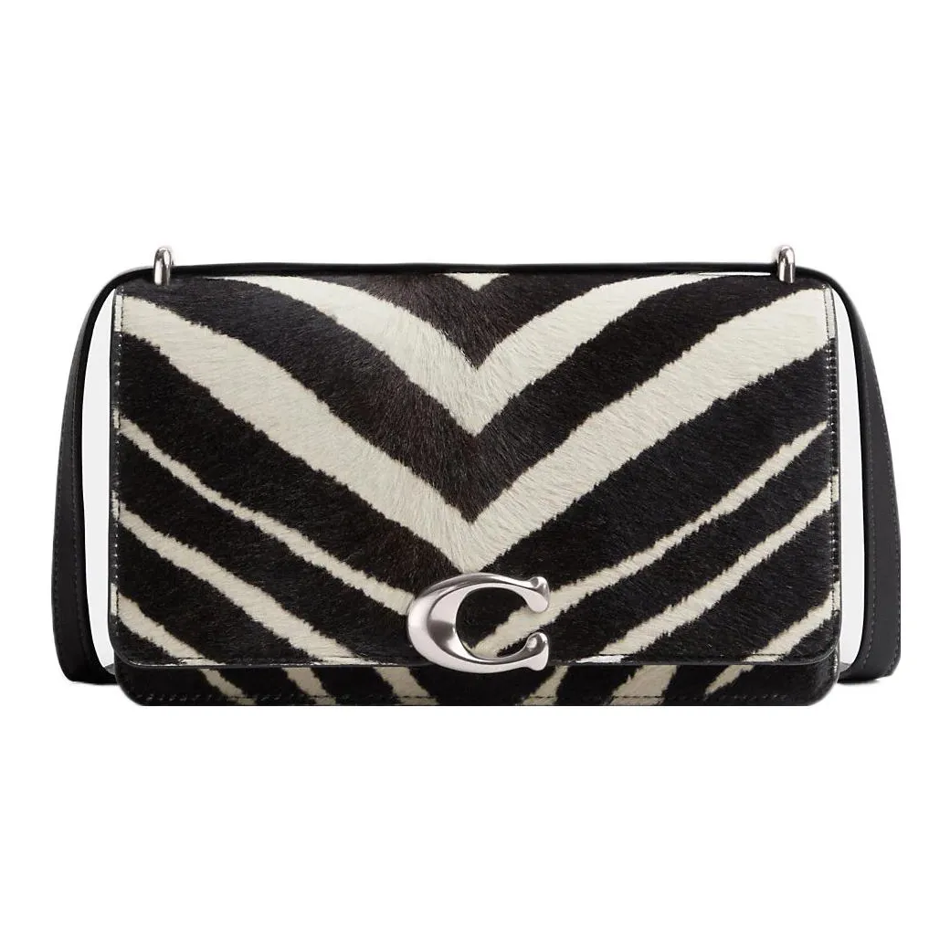 COACH Bandit Calfskin With Glove Tanned Leather Envelope Bag, Shoulder Bag Women's Black White