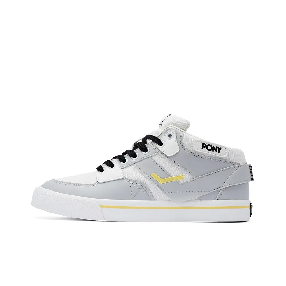 PONY Atop Износостойкие Дышащие Низкие Кроссовки для Скейтбординга Мужские Белые Серые