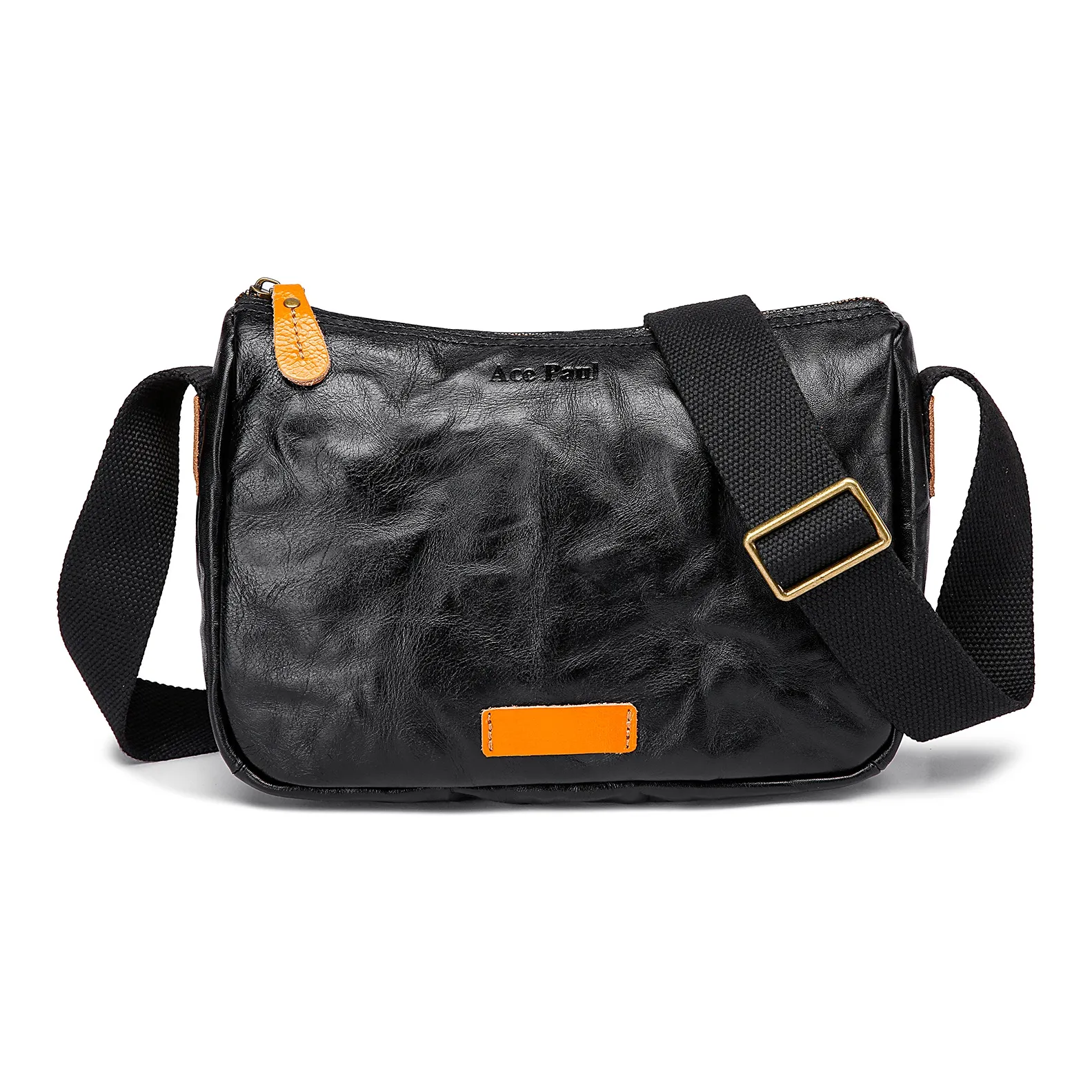 Ace Paul Сумка через плечо из коровьей кожи среднего размера для мужчин черная