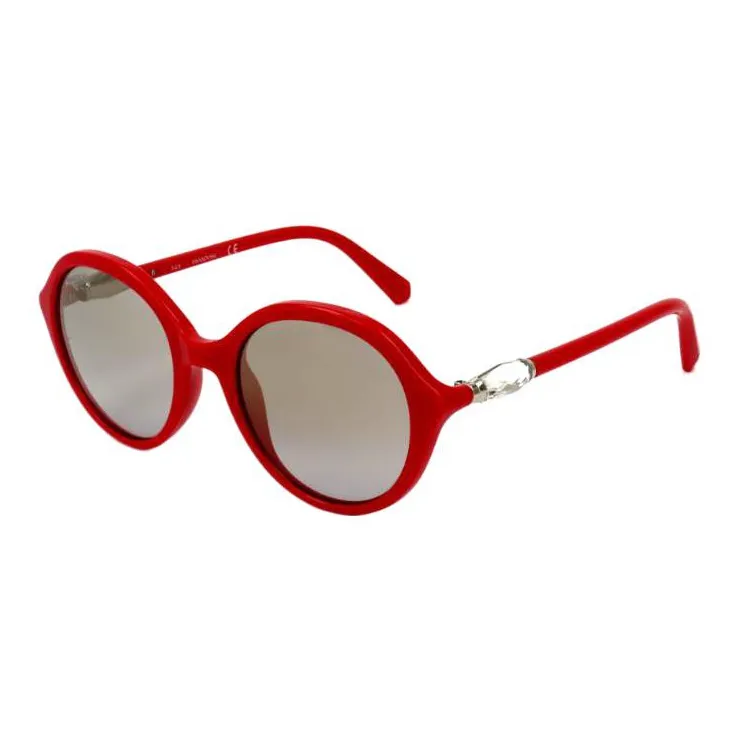 Swarovski Plastic Round Sunglasses Women's Red