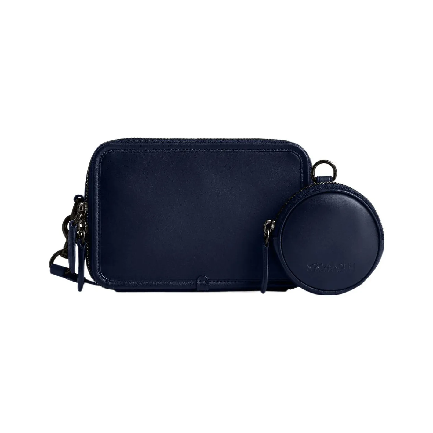 COACH Charter Перчаточная дубленая кожа Комбинированная сумка Сумка через плечо Маленькая Мужская Морской синий