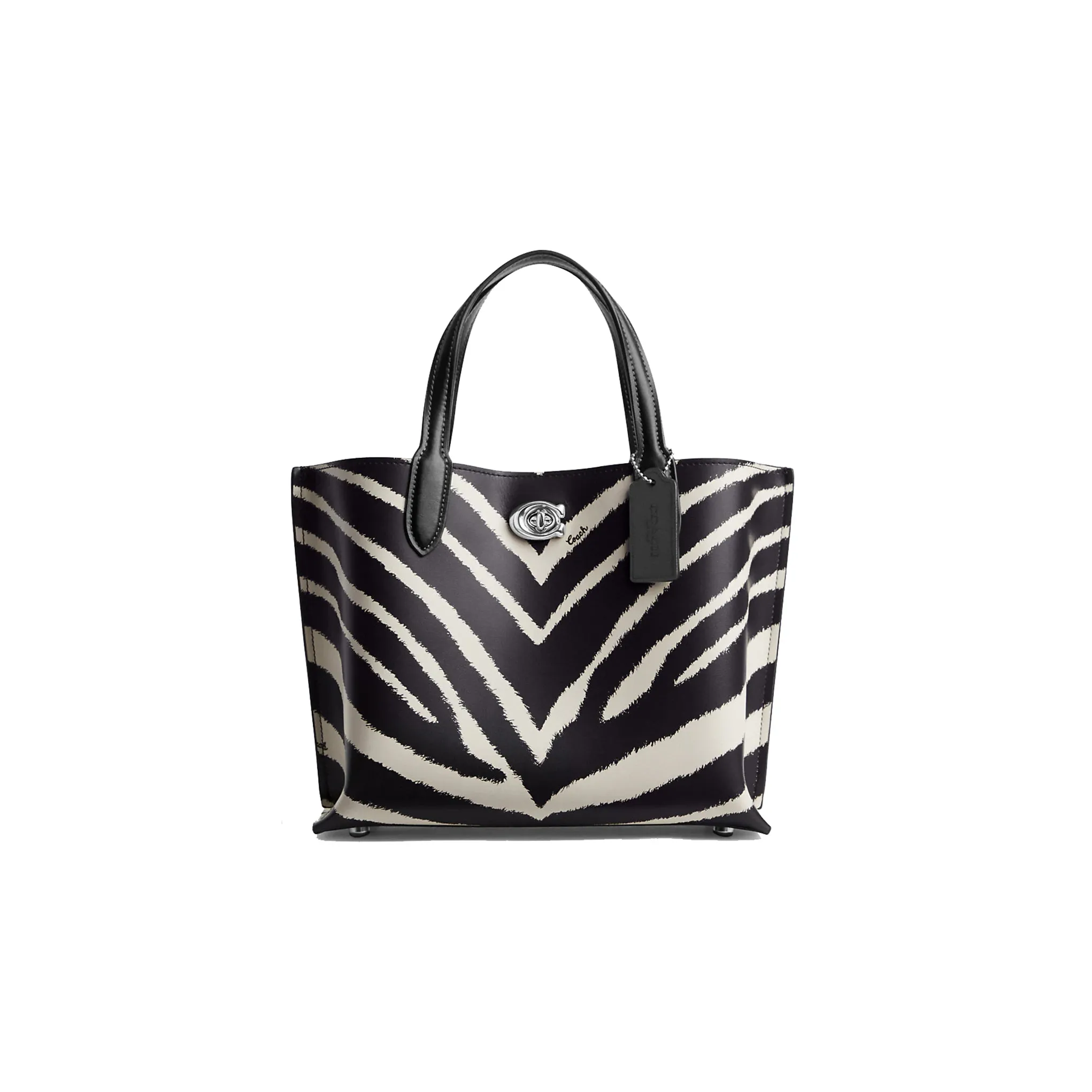 COACH Willow Телячья кожа Тоут Сумка Сумка для покупок Сумка среднего размера Женская Черно-белая