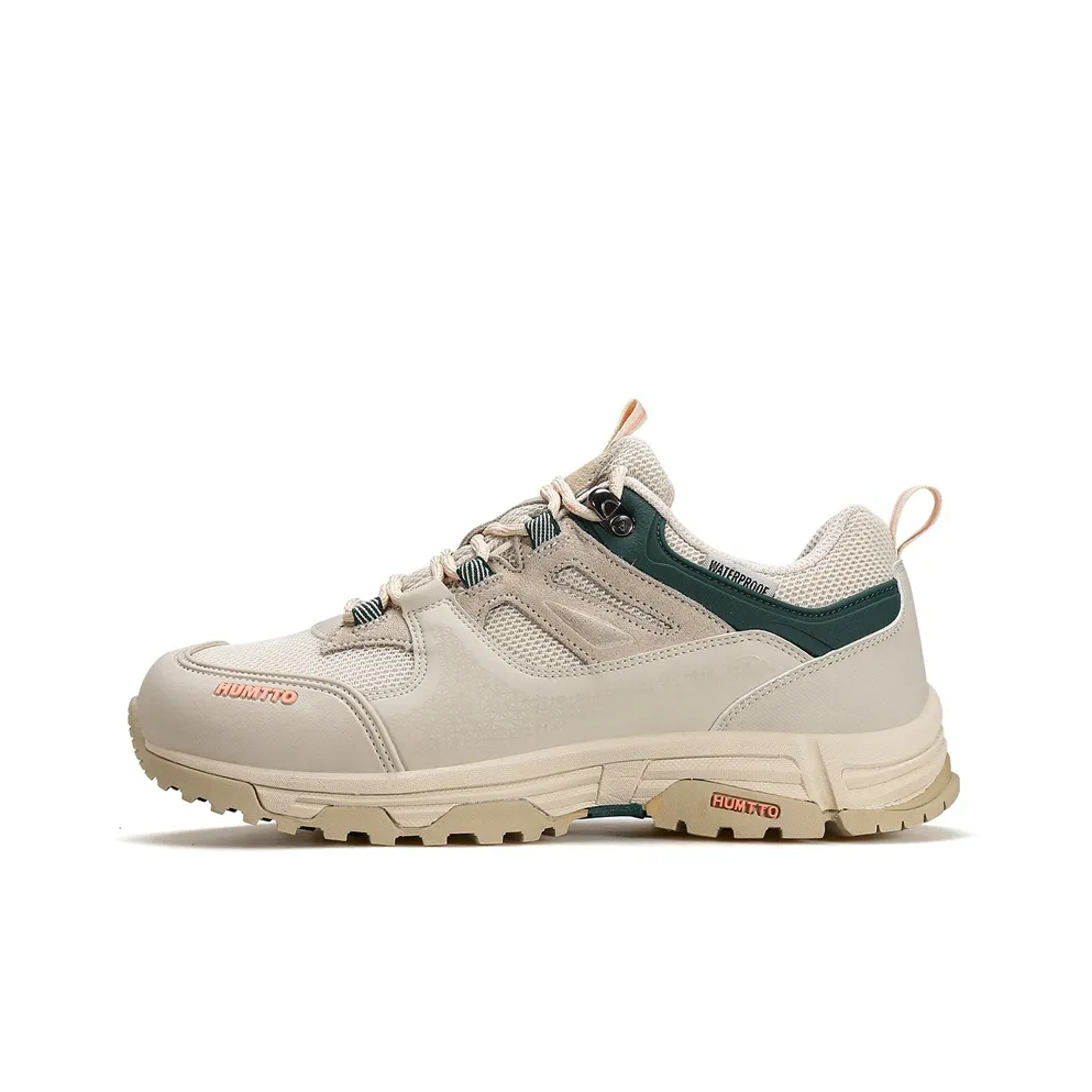 HUMTTO Устойчивый к истиранию Водонепроницаемый Устойчивый к скольжению Дышащий Низкий Топ Уличная Обувь Женская Бежево-Зеленая