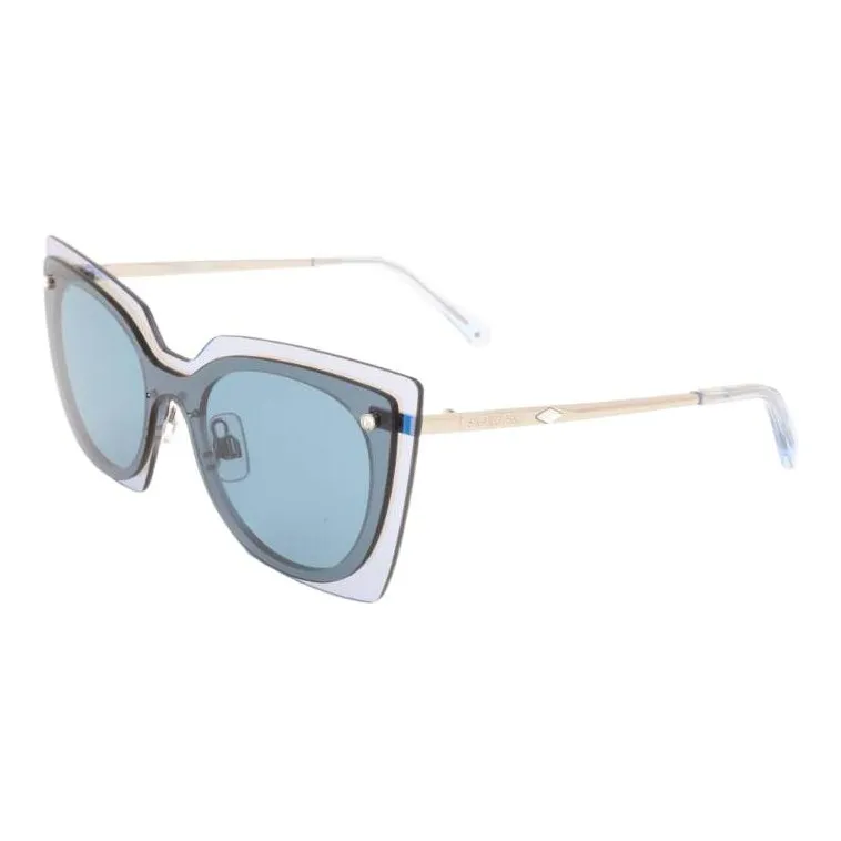 Swarovski Metal Irregular Shape Sunglasses Women's Silver