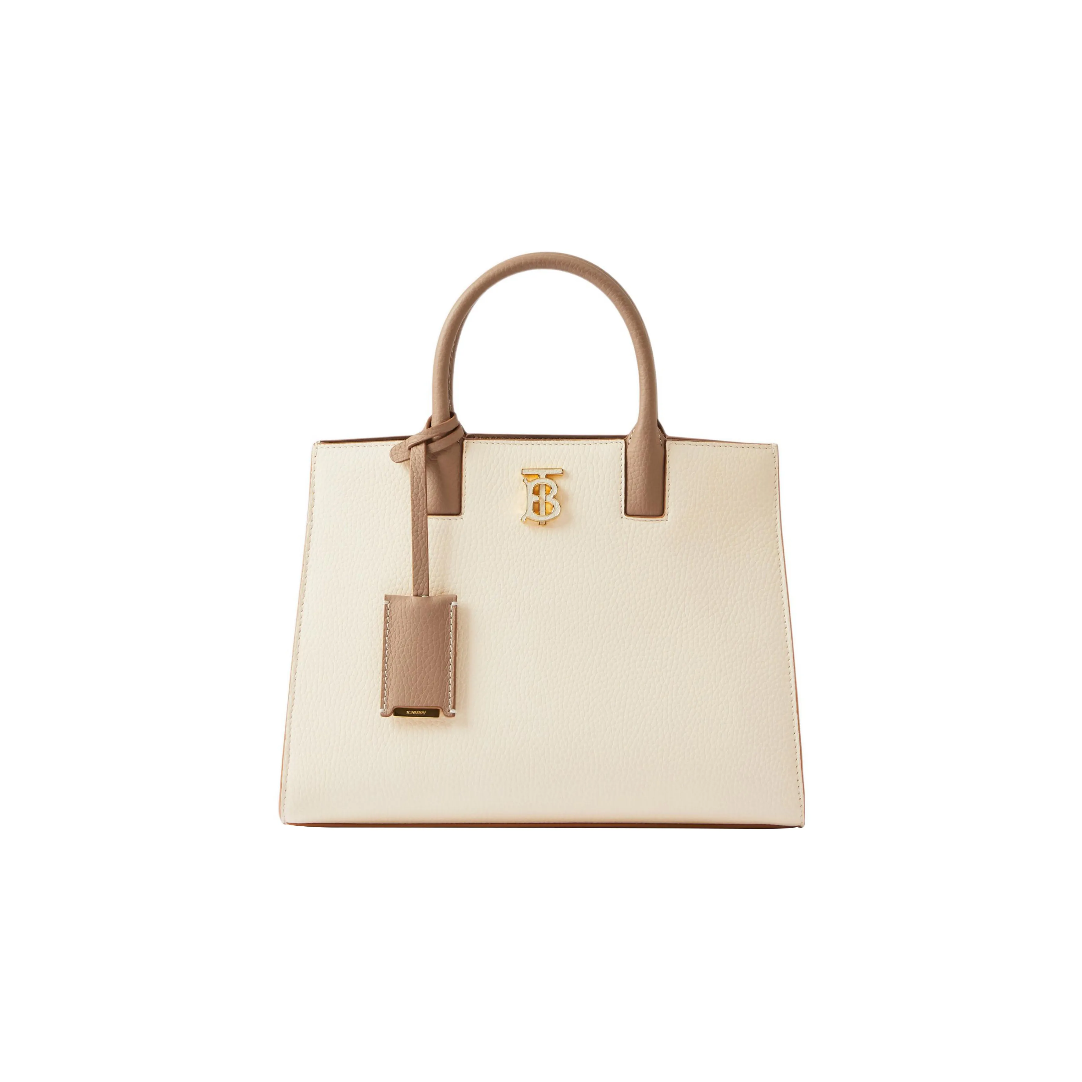 Burberry Frances Calfskin Tote Bag, Shopping Bag, Handbag Mini Women's Camel/Archive Beige/Warm Umber