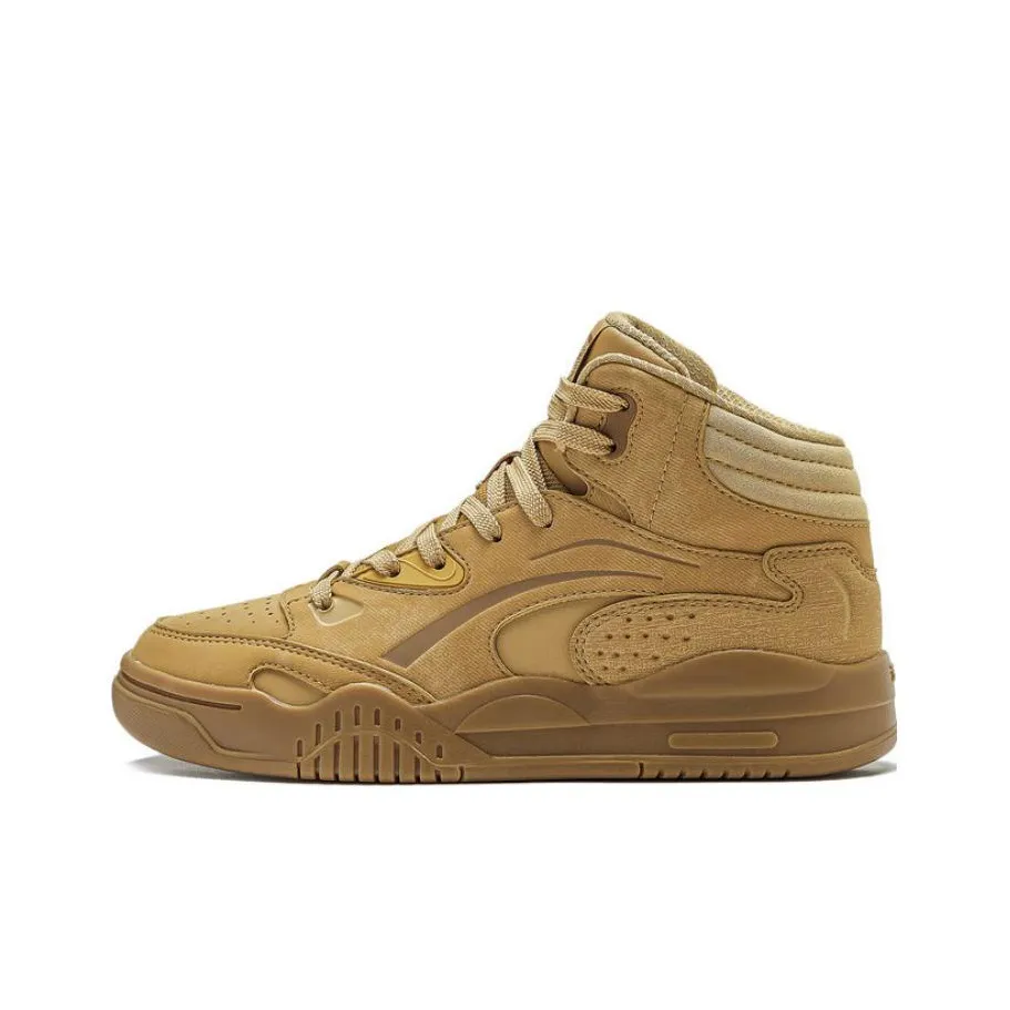 LiNing Mobara Slip-resistant Abrasion-resistant Breathable High-top Skateboarding Shoes Women's Yellow LiNing Mobara Противоскользящие Износостойкие Дышащие Высокие Кроссовки для Скейтбординга Женские Желтые