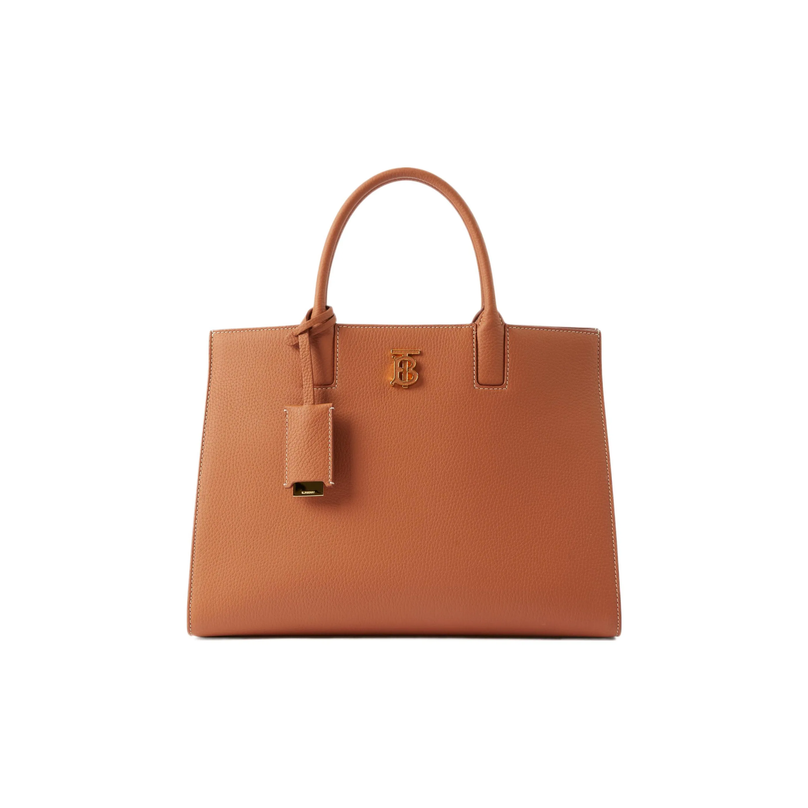 Burberry Frances Calfskin Tote Bag, Shopping Bag, Handbag Trumpets Women's Warm Red Brown