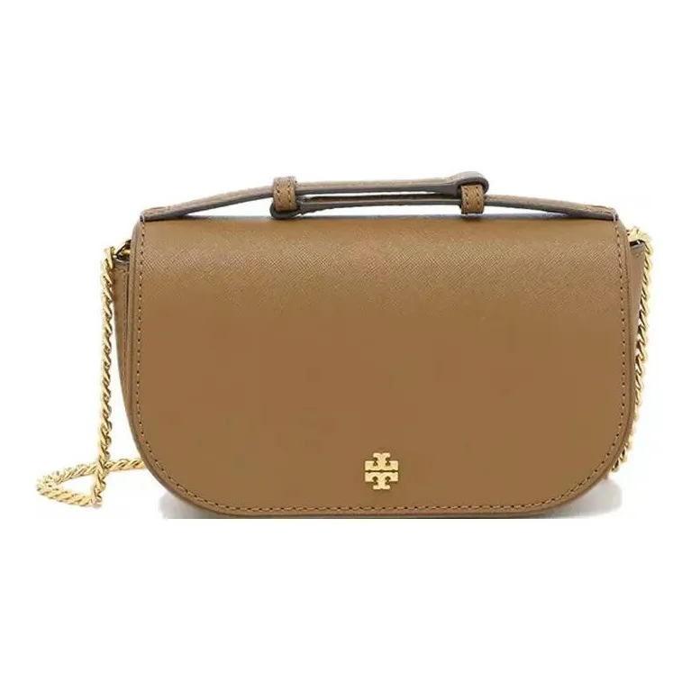 TORY BURCH Leather Portable Crossbody Bag Shoulder Bag Small Size Women
s Brown