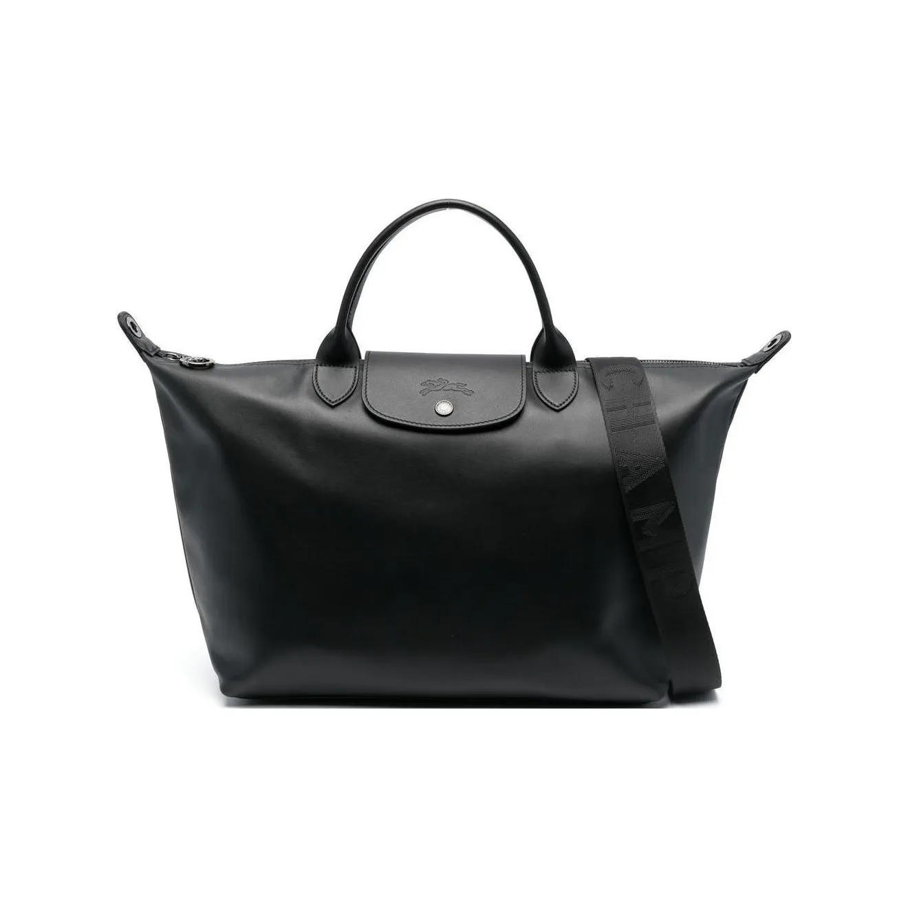 LONGCHAMP Le Pliage Cow Leather Shoulder Bag, Crossbody Bag, Handbag Large Size Women's Black