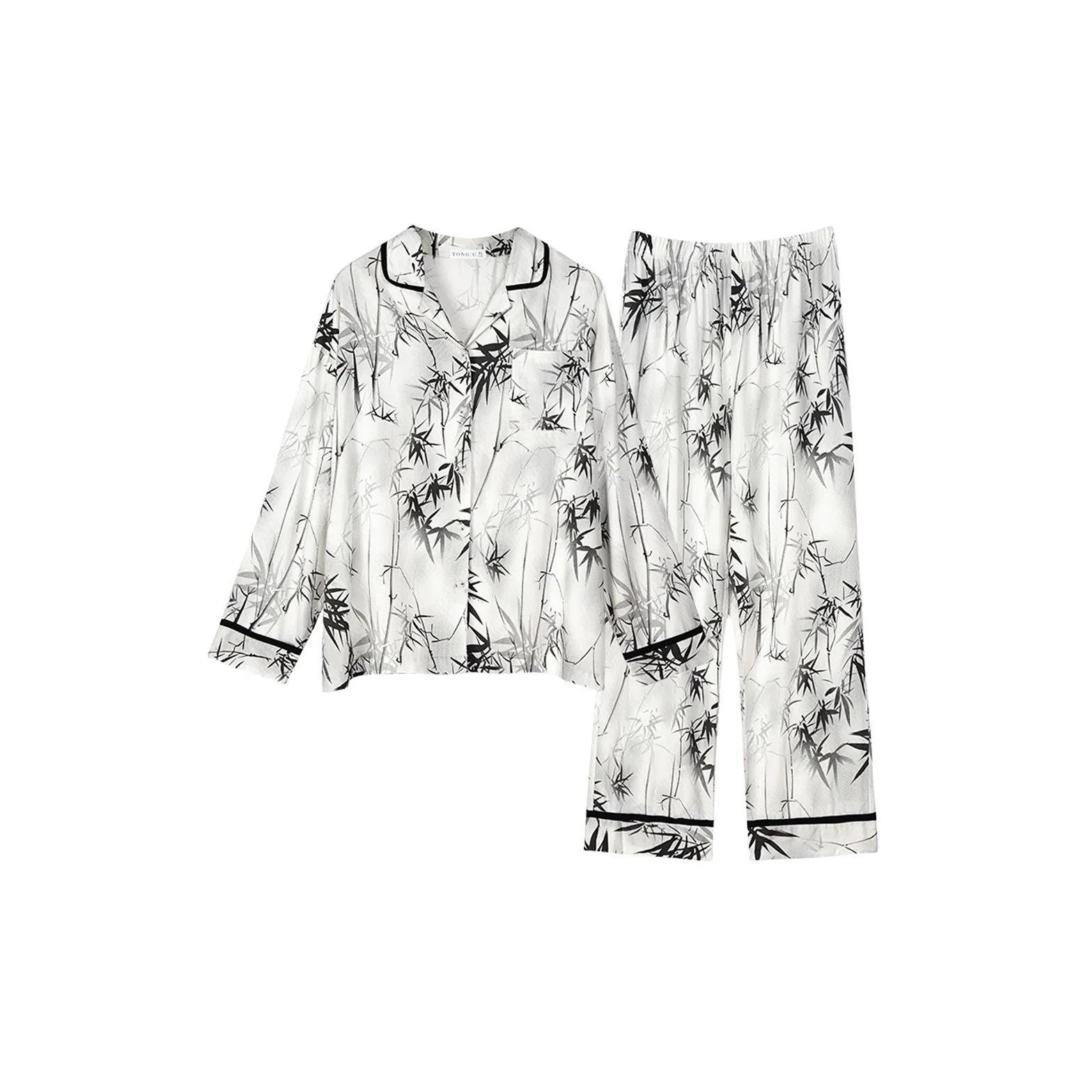 Супермягкий × Помощь для сна, Бумажно-белый Бамбук Чернила Женские Пижамные комплекты