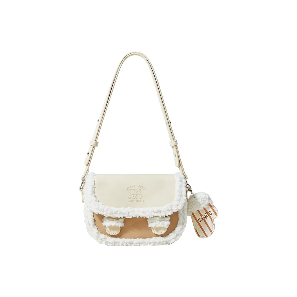 MIFFY PU (полиуретан) с шерстью Сумка через плечо Стандартная Женская Бежевая и Коричневая