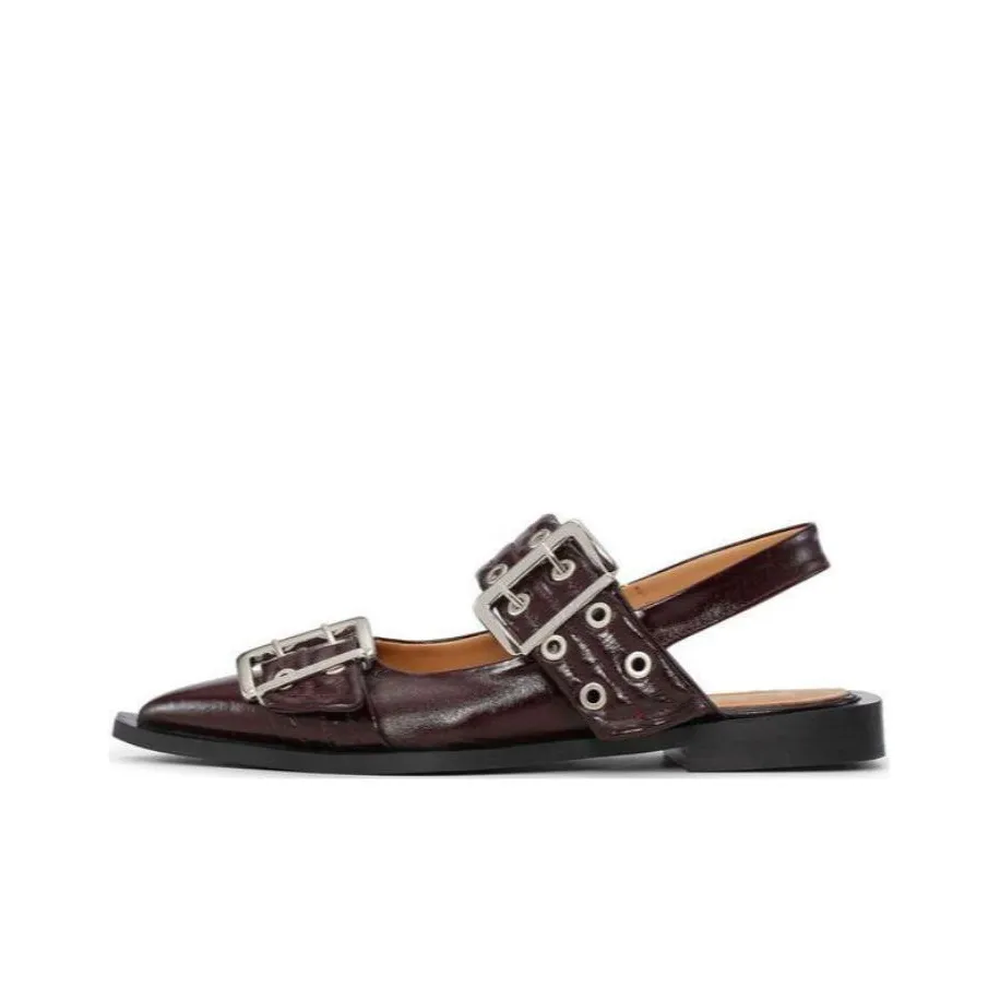 GANNI Patent Buckle Ballerina Shoes