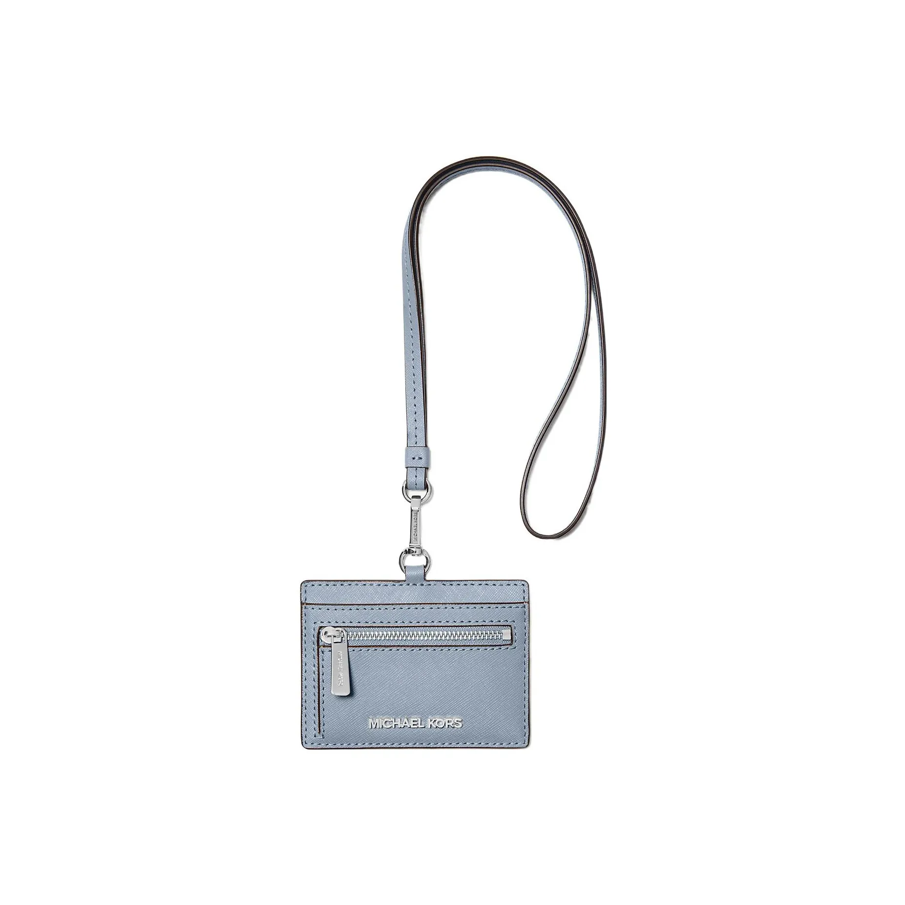MICHAEL KORS Jet Set Travel Cross Grain Leather Halter ID Card Holder With Badge Clip Regular Women's Blue