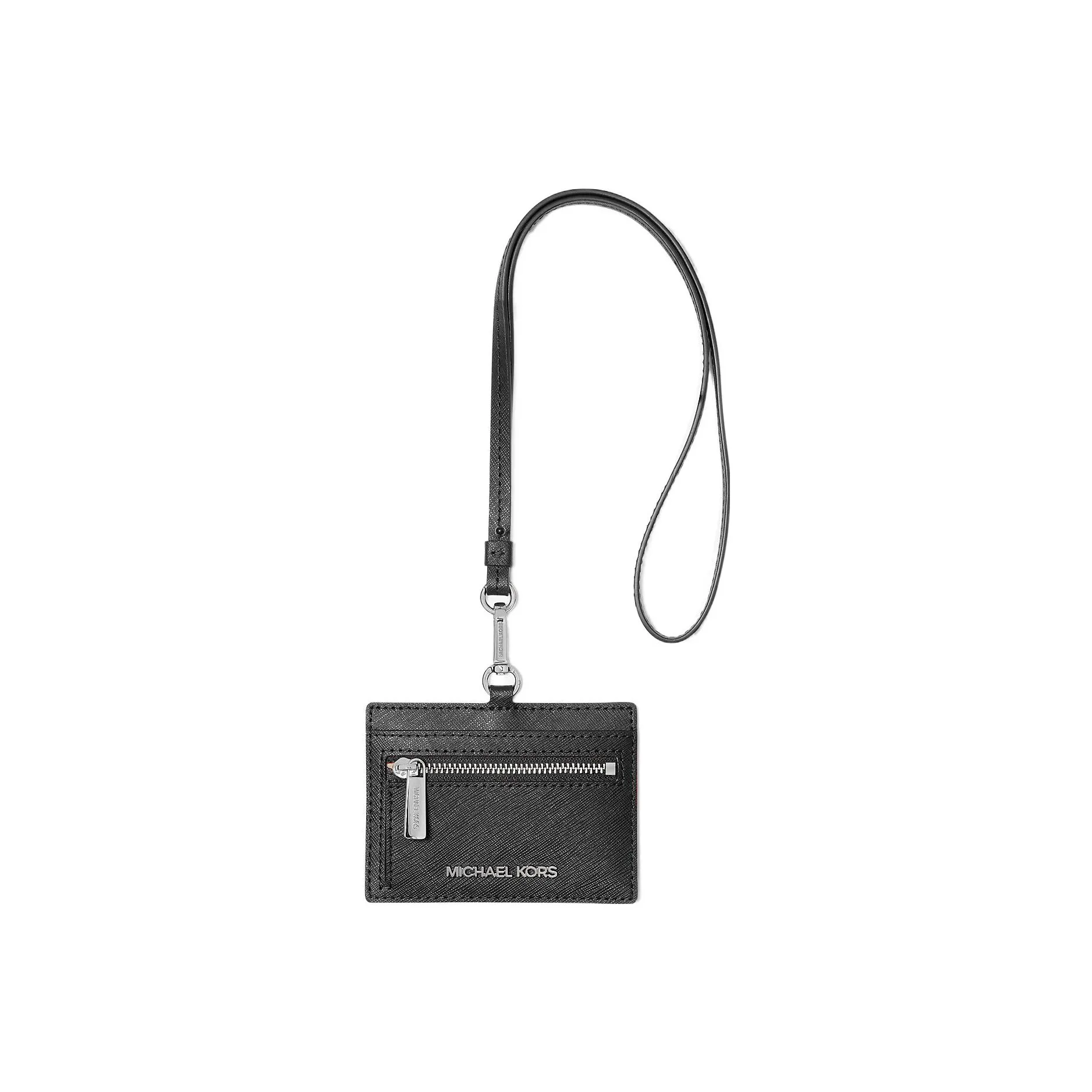 MICHAEL KORS Jet Set Travel Leather Halter Work ID Card Holder Regular Women's Black