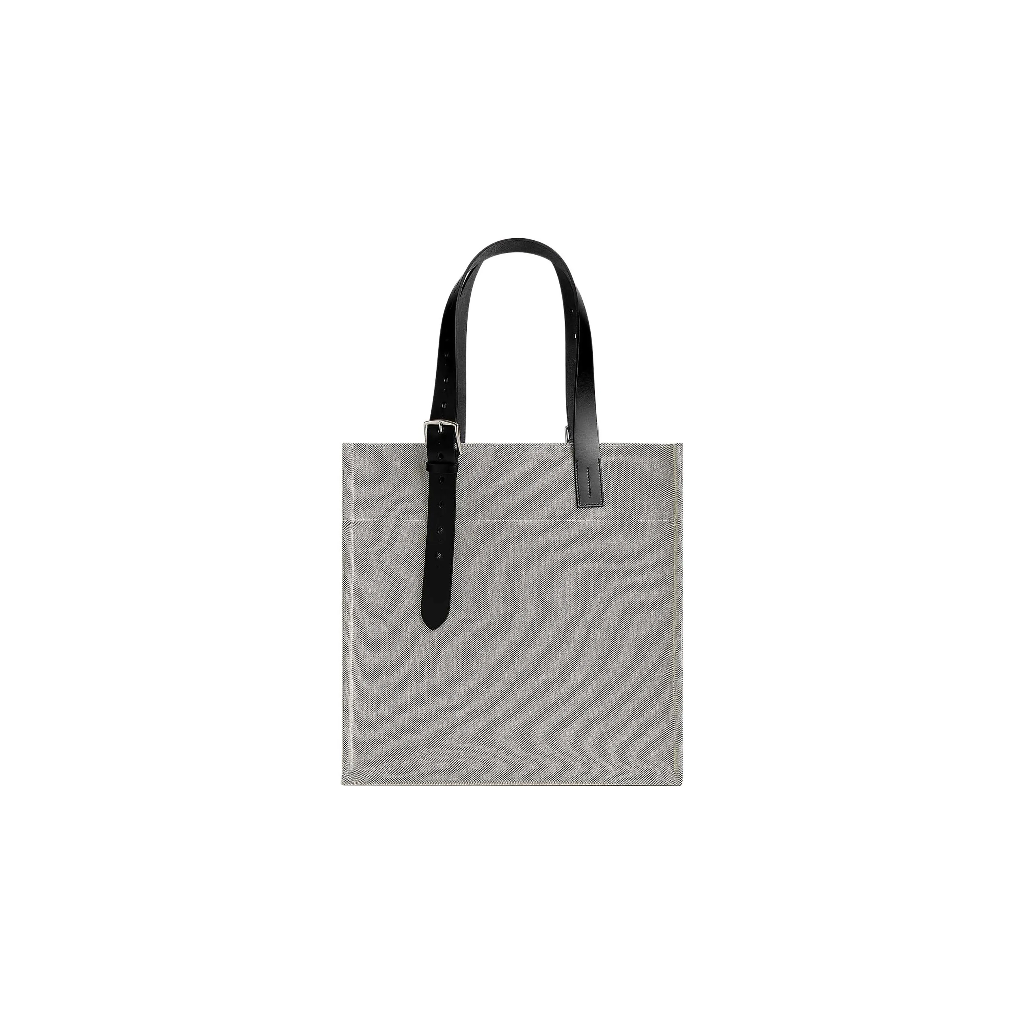 HERMES Canvas With Hunter Cow Leather Canvas Bag, Tote Bag, Shopping Bag, Handbag Regular Men's Light Beige/Black