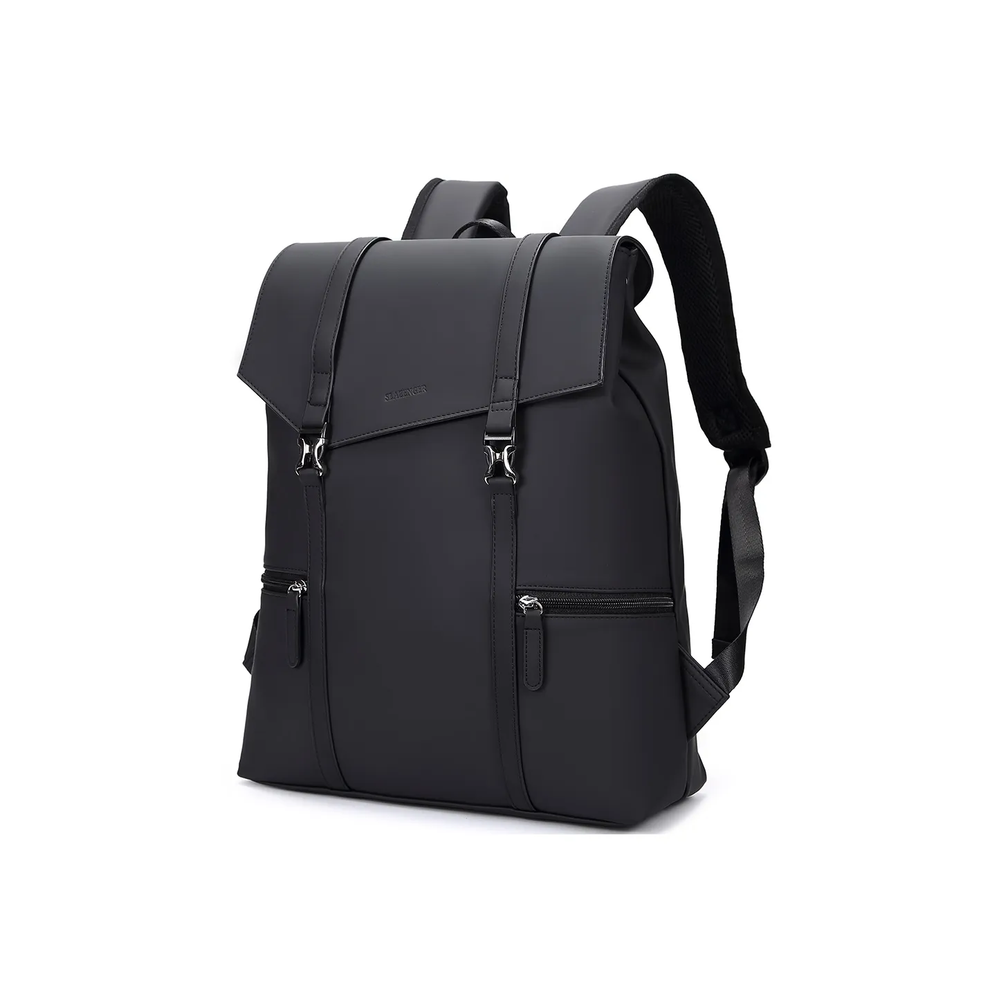 Slazenger ПУ (полиуретан) с кожаными вставками большой рюкзак унисекс графитовый черный