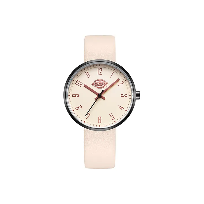 Dickies Наручные часы Кварцевый механизм Кожаный ремешок 34 мм Бежевый циферблат Женские часы