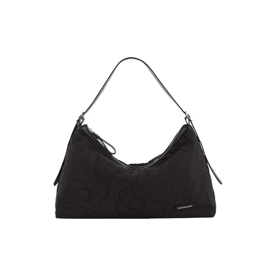 AMAZING SONG Ткань Хобо Сумка Сумка через плечо Женская Элегантная Черная Кремовая Белая Лесной Зеленый Молочно-чайный Коричневый