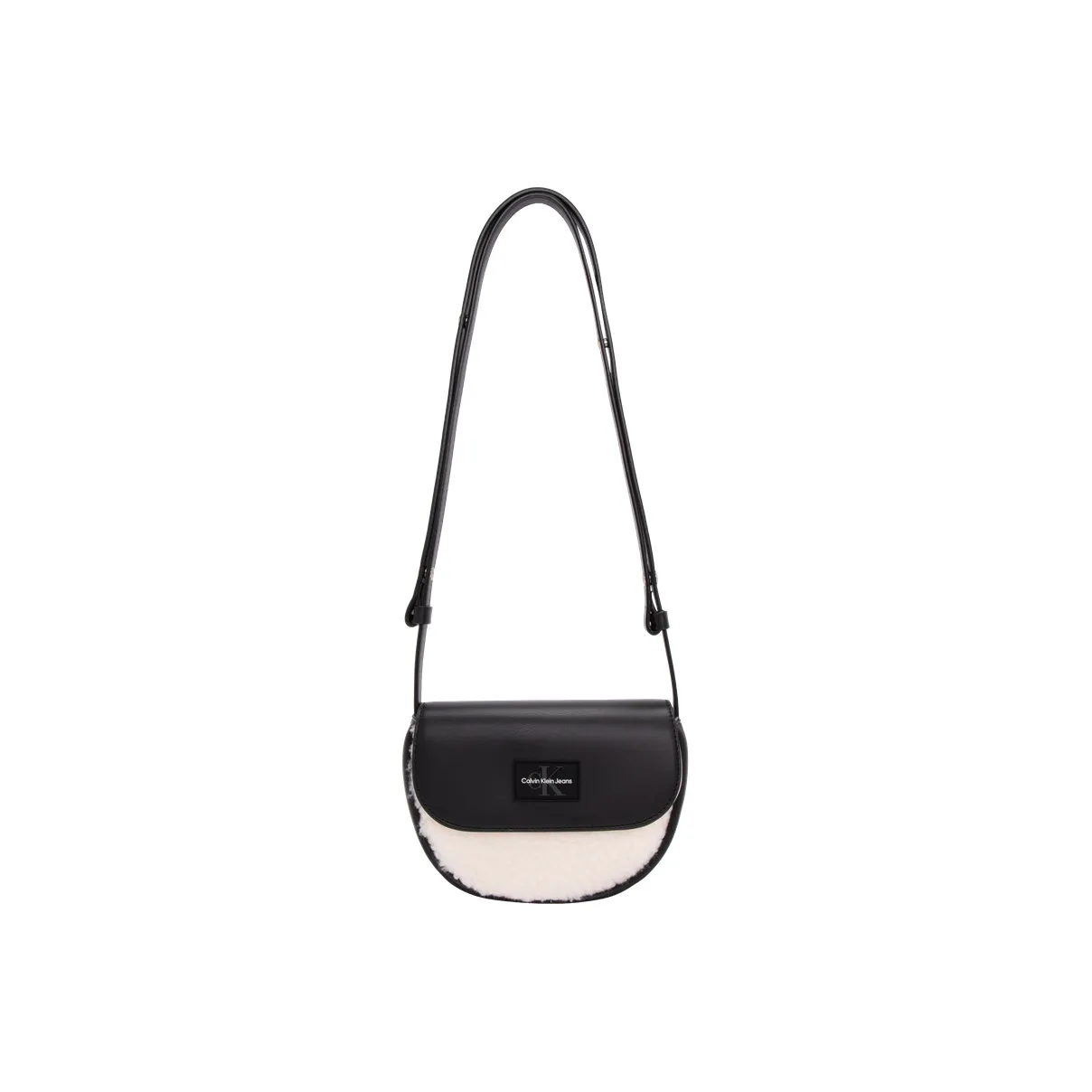 CALVIN KLEIN Faux Sherpa Patchwork Saddle Bag, Shoulder Bag, Crossbody Bag Trumpets Women's